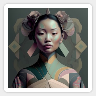 A Fractal Portrait of an Asian Woman Sticker